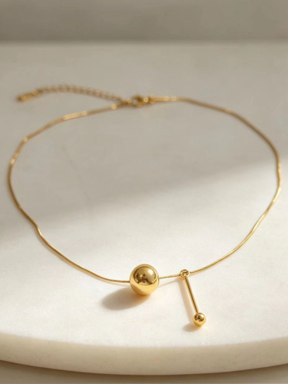 Gold Minimalist Sphere & Bar Choker Necklace - Women Jewelry